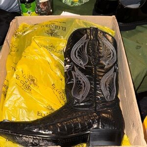 El General Black and Gray Western Boots
